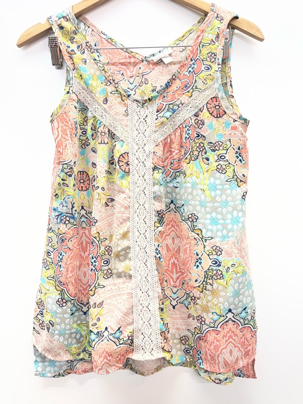 Spense‎ Multicolor Floral Paisley Lace-Trim Sleeveless Camisole